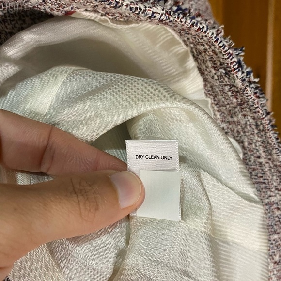 Banana Republic: Tweed Fringe Raw Edge Zip Up Business Blazer Jacket 14 (NWT) - Picture 8 of 9